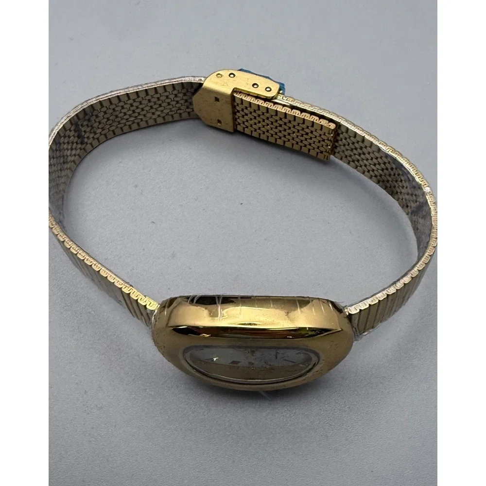 Heaven Mayhem Amara Gold Oval Watch Roman Numerals Stretch Band NIB